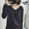 Img 3 - V-Neck Women Student Korean Loose Solid Colored Long Sleeved Tops Sweater