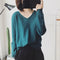 Img 11 - V-Neck Women Student Korean Loose Solid Colored Long Sleeved Tops Sweater