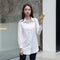 Img 5 - White Blouse Mid-Length Long Sleeved Korean Loose All-Matching Student bfShirt Plus Size Blue Pink Blouse