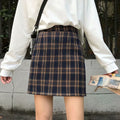 Img 1 - Women Korean Hip Flattering Skirt Chic Hong Kong Vintage Chequered High Waist A-Line Student Skirt