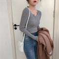 IMG 120 of chic All-Matching Long Sleeved Undershirt Sweater Women Basic Tops Fitting Multicolor Outerwear