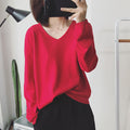 Img 18 - Long Sleeved Casual Korean Knitted V-Neck Loose Women Sweater
