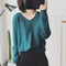 Img 15 - Long Sleeved Casual Korean Knitted V-Neck Loose Women Sweater