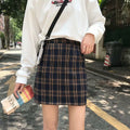 Img 2 - Women Korean Hip Flattering Skirt Chic Hong Kong Vintage Chequered High Waist A-Line Student Skirt