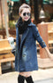 IMG 127 of Denim Women Mid-Length Casual Double-Breasted Windbreaker Outerwear