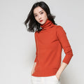 Women Matching Korean Solid Colored Turtleneck Long Sleeved Knitted Short High Collar Sweater Outerwear