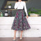 Img 41 - Skirt Women Europe Elastic Waist Pleated Printed Mid-Length Flare A-Line Skirt