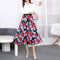 Img 40 - Skirt Women Europe Elastic Waist Pleated Printed Mid-Length Flare A-Line Skirt