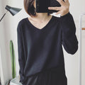 Img 19 - Long Sleeved Casual Korean Knitted V-Neck Loose Women Sweater