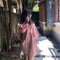 IMG 114 of Solid Colored Thin Long Sleeved Student Sweatshirt Women Korean Loose Hooded All-Matching Mid-Length Outerwear