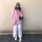 IMG 117 of Solid Colored Thin Long Sleeved Student Sweatshirt Women Korean Loose Hooded All-Matching Mid-Length Outerwear