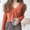 Img 4 - Short High Waist Sweater Cardigan Women Korea Solid Colored Slim Look All-Matching Knitted