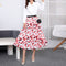 Img 43 - Skirt Women Europe Elastic Waist Pleated Printed Mid-Length Flare A-Line Skirt