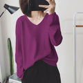 Img 2 - Long Sleeved Casual Korean Knitted V-Neck Loose Women Sweater
