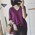 Img 9 - Long Sleeved Casual Korean Knitted V-Neck Loose Women Sweater
