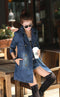 IMG 133 of Denim Women Mid-Length Casual Double-Breasted Windbreaker Outerwear