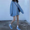 IMG 110 of Solid Colored Thin Long Sleeved Student Sweatshirt Women Korean Loose Hooded All-Matching Mid-Length Outerwear