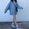 IMG 112 of Solid Colored Thin Long Sleeved Student Sweatshirt Women Korean Loose Hooded All-Matching Mid-Length Outerwear