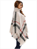 IMG 106 of Sweater Women Europe Mid-Length High Collar Fringe Shawl Loose Plus Size Outerwear