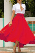 Img 1 - Hot Selling Europe Women Solid Colored Flare Belt Skirt