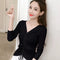 Img 1 - Women V-Neck Korean Slimming All-Matching Sweater