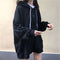 IMG 120 of Solid Colored Thin Long Sleeved Student Sweatshirt Women Korean Loose Hooded All-Matching Mid-Length Outerwear