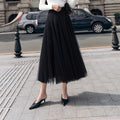 Img 1 - Korean Multi Layer Spliced A-Line Flare Black Mesh Short Skirt Mid-Length Tutu Pleated Fairy-Look Skirt