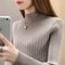 Img 1 - Half-Height Collar Women Western Tops Slimming Slim-Look Knitted Long Sleeved Sweater