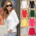 Img 4 - Solid Colored Long Sleeved T-Shirt Women High Collar Warm Undershirt