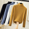 Img 1 - High Collar Women Long Sleeved Slimming Solid Colored Tops All-Matching Stretchable Sweater