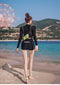 IMG 114 of Sporty Two Piece Slim Look Swimsuit Women Black Long Sleeved Korean ins Swimwear