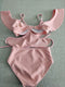 IMG 138 of Korea Popular Inspired White Two Piece Ruffle Collar V-Neck Pink Student High Waist Swimsuit Women Swimwear