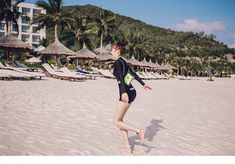 IMG 103 of Sporty Two Piece Slim Look Swimsuit Women Black Long Sleeved Korean ins Swimwear