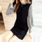 Img 3 - Korean Dress Lotus Sleeve Trendy Slim Look Long Skirt Striped