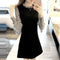 Img 2 - Korean Dress Lotus Sleeve Trendy Slim Look Long Skirt Striped