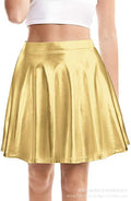 Europe Nightclubs Stage Solid Colored Costume Trendy PU Skirt Women Pleated Skirt