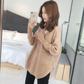 IMG 106 of Korean V-Neck Splitted Loose Slim Look Long Sleeved Sweater Women Casual Outerwear