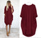 Img 4 - Solid Colored Round-Neck Loose Spliced Plus Size Women Long Dress
