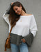 IMG 120 of Original Design Color-Matching Spliced Long Sleeved Loose Knitted Sweater Outerwear