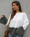 IMG 122 of Original Design Color-Matching Spliced Long Sleeved Loose Knitted Sweater Outerwear