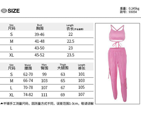 IMG 108 of Europe Women Sexy Slim Look Yoga Sporty Strap Tank Top Casual Pants Sets Two-Piece Activewear