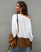 IMG 128 of Original Design Color-Matching Spliced Long Sleeved Loose Knitted Sweater Outerwear