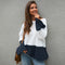 IMG 137 of Original Design Color-Matching Spliced Long Sleeved Loose Knitted Sweater Outerwear