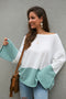 IMG 139 of Original Design Color-Matching Spliced Long Sleeved Loose Knitted Sweater Outerwear