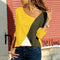 Img 8 - Spliced Tricolor Color-Matching Round-Neck Long Sleeved Casual T-Shirt Women Tops Plus Size