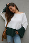 IMG 144 of Original Design Color-Matching Spliced Long Sleeved Loose Knitted Sweater Outerwear