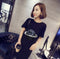 IMG 116 of Bling Embroidery T-Shirt Summer Korean Loose Plus Size Women Mid-Length Casual Tops T-Shirt