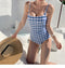IMG 110 of Popular Fresh Looking Chequered Swimsuit Women One-Piece Sexy High Waist Bikini Spa Swimwear