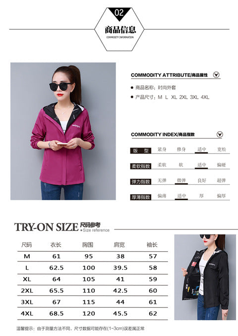 IMG 137 of Women Thin Hooded Casual Sporty Slim Look Tops Korean Double-Sided Jacket Outerwear