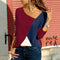 IMG 105 of Spliced Tricolor Color-Matching Round-Neck Long Sleeved Casual T-Shirt Women Tops Plus Size T-Shirt